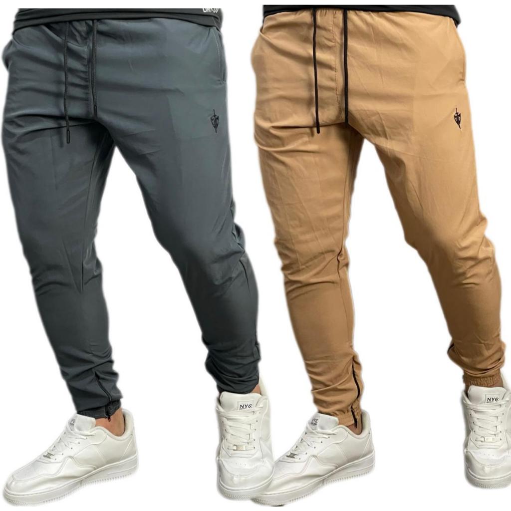 Calça Elastano Masculina Dry Fit P ao G4 com Ziper no Punho Plus Size ...