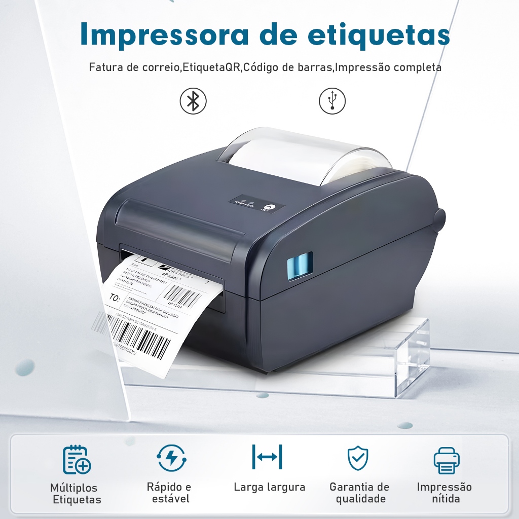 COIBEU Impressora Térmica Etiqueta Correios Código Barras 110mm Usb Bluetooth