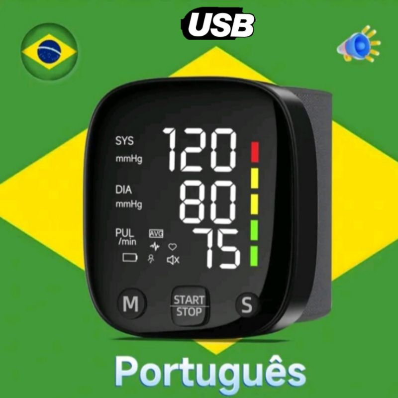 Aparelho Medidor de Pressão Arterial de Pulso Digital USB.