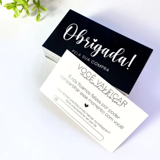100un ou 50un Cartão Agradecimento para cliente OBRIGADA tamanho 5x9cm Pronta Entrega | Preto