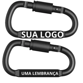 2 Chaveiro com Trava De Mola e Rosca na cor Preto Personalizado a laser
