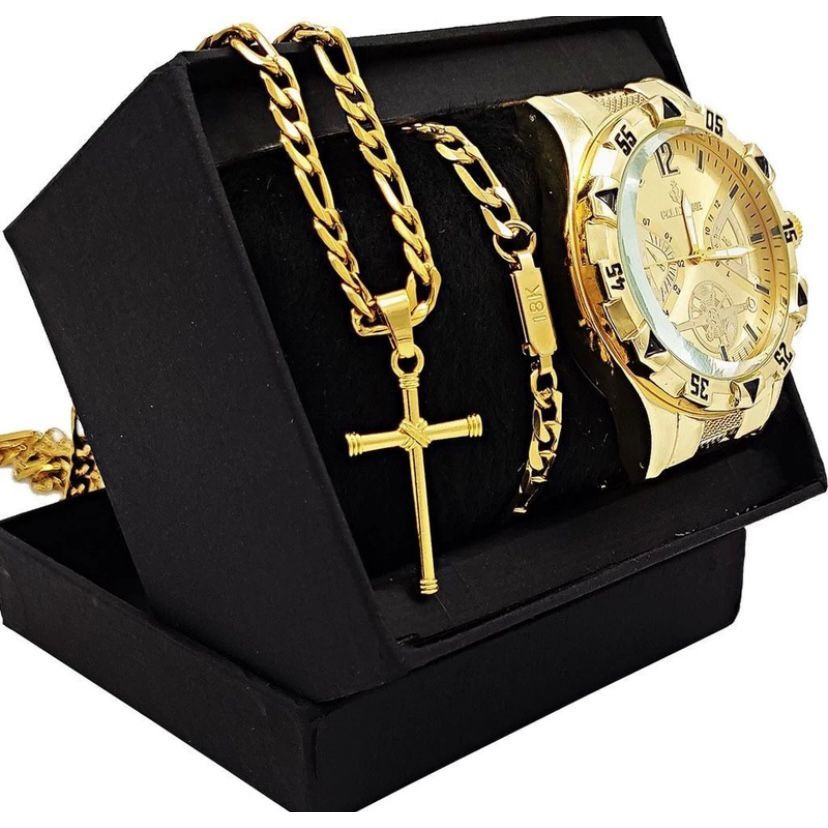 Relógio Mecânico Gotham Banhado Ouro - Estilo Ferrovia Com Bolso