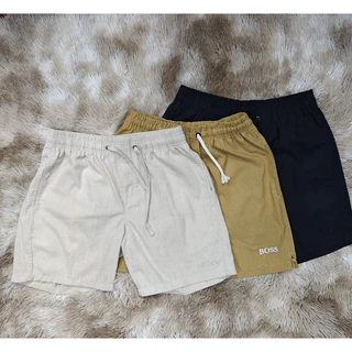 Kit 3 masculino bemudas de linho bege preta marro