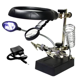 Suporte P/ Ferro Solda Lupa Led Articulável Com Garras