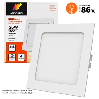 Painel Plafon 25w Led Quadrado Embutir Branco Frio Luminária Teto Gesso Pvc