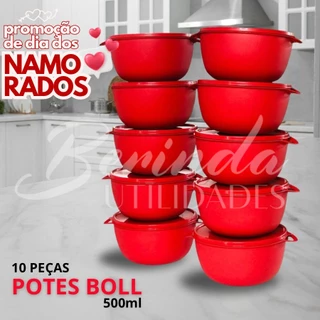 KIT POTES HERMETICOS COZINHA 10 POTE REDONDOS BOLL 500ML