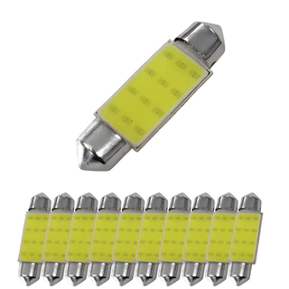 Kit 10 Lampada Torpedo Cob Led Chip C5w 39 Mm Branco 12v