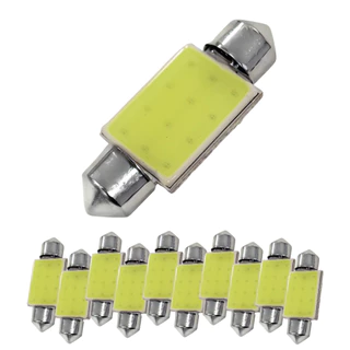 Kit 10 Lampada Torpedo Cob Led Chip C5w 36 Mm Branco 12v