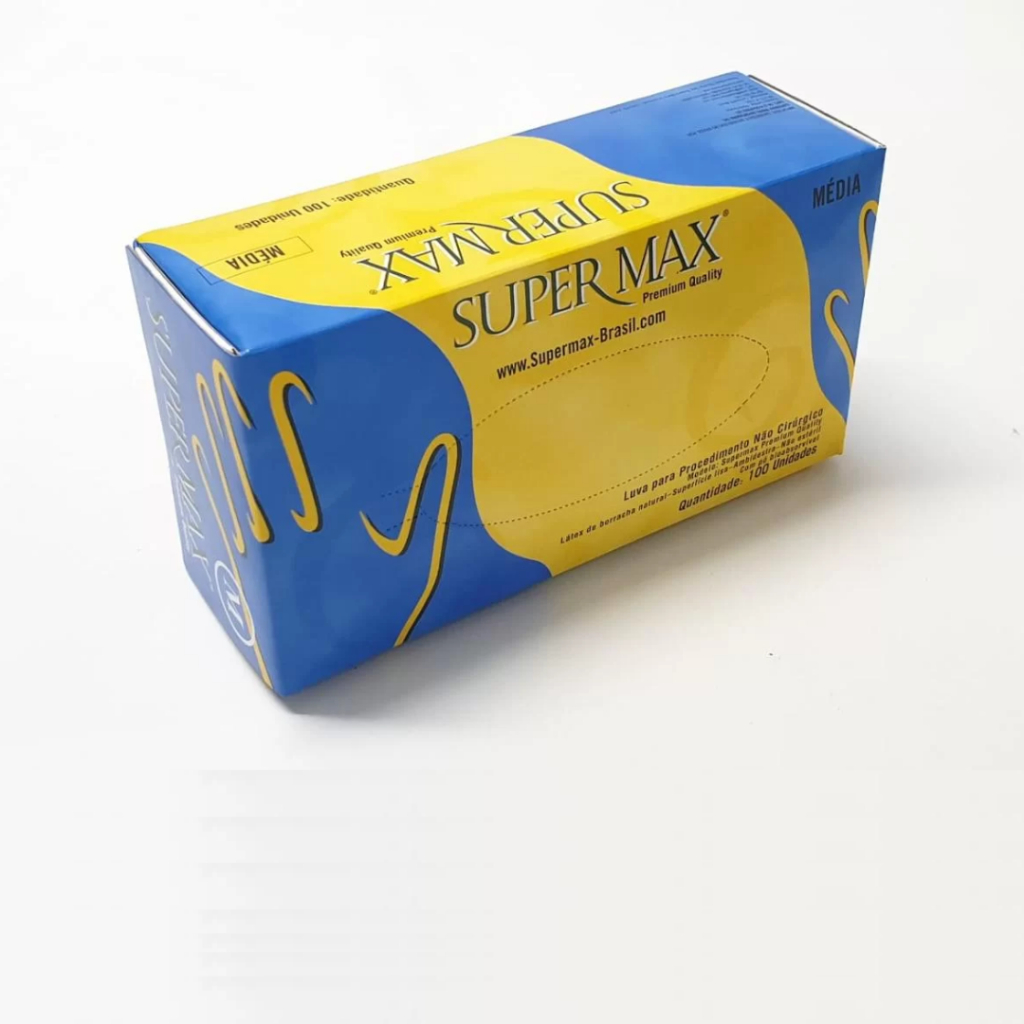 Caixa de Luvas de Procedimento Supermax Descartáveis - Luva de Latex Com Pó Tam P, M e G