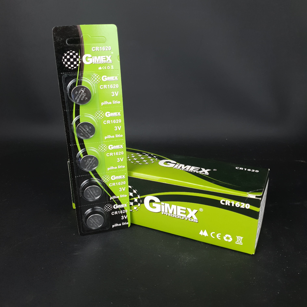 Pilhas Litio CR1620/ CR1632/ CR2016/ CR2025/ CR2430/ CR2477 Cartela C/5 - Gimex Bateria