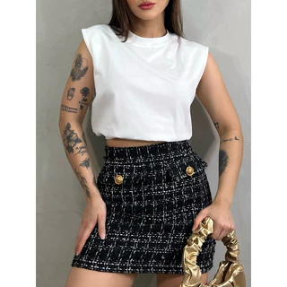 Cropped Muscle Tee Básico Estiloso 100% Algodão Despojado