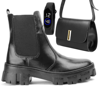 Kit Bota Cano Curto Chelsea feminina + relogio digital + bolsa exclusiva