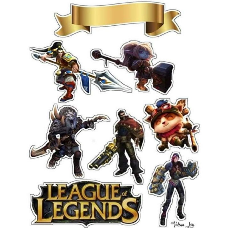 topo de bolo league of legends - topper de aniversário personalizado ...