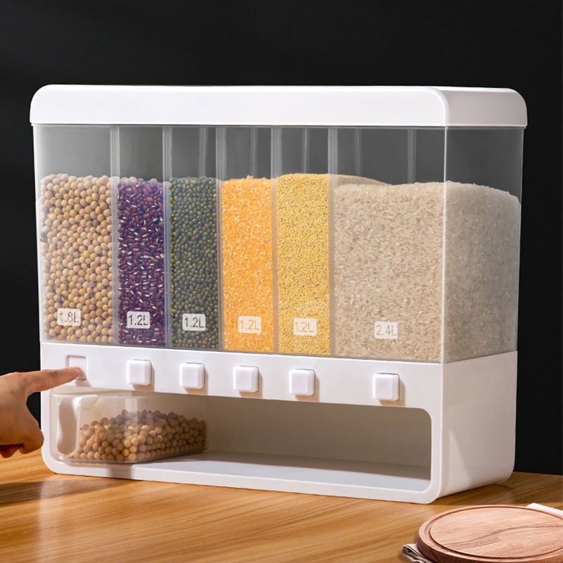 Dispenser Armazenamento Grãos Sementes Arroz Feijão para parede ou bancada Porta Alimentos Ração