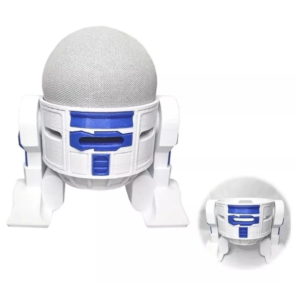 Suporte Alexa R2D2 Echo Dot 4ª / 5ª geração - Branco com Detalhes em Azul - R2D2 - STAR WARS