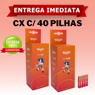 Pilhas Palito Aaa 3A Pilha Comum Aa 2A 1,5v Elgin Caixa Com 40 Pilhas de Zinco