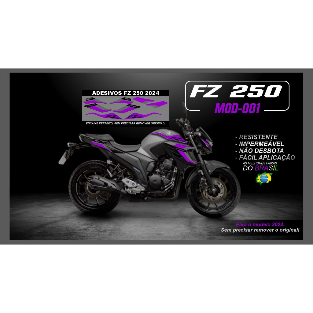 KIT FAIXAS FAZER 250 FZ 25 2024 YAMAHA MOD 001 ENCAIXE PERFEITO SEM REMOVER ORIGINAL ANO 2022 a 2024 Shopee Brasil