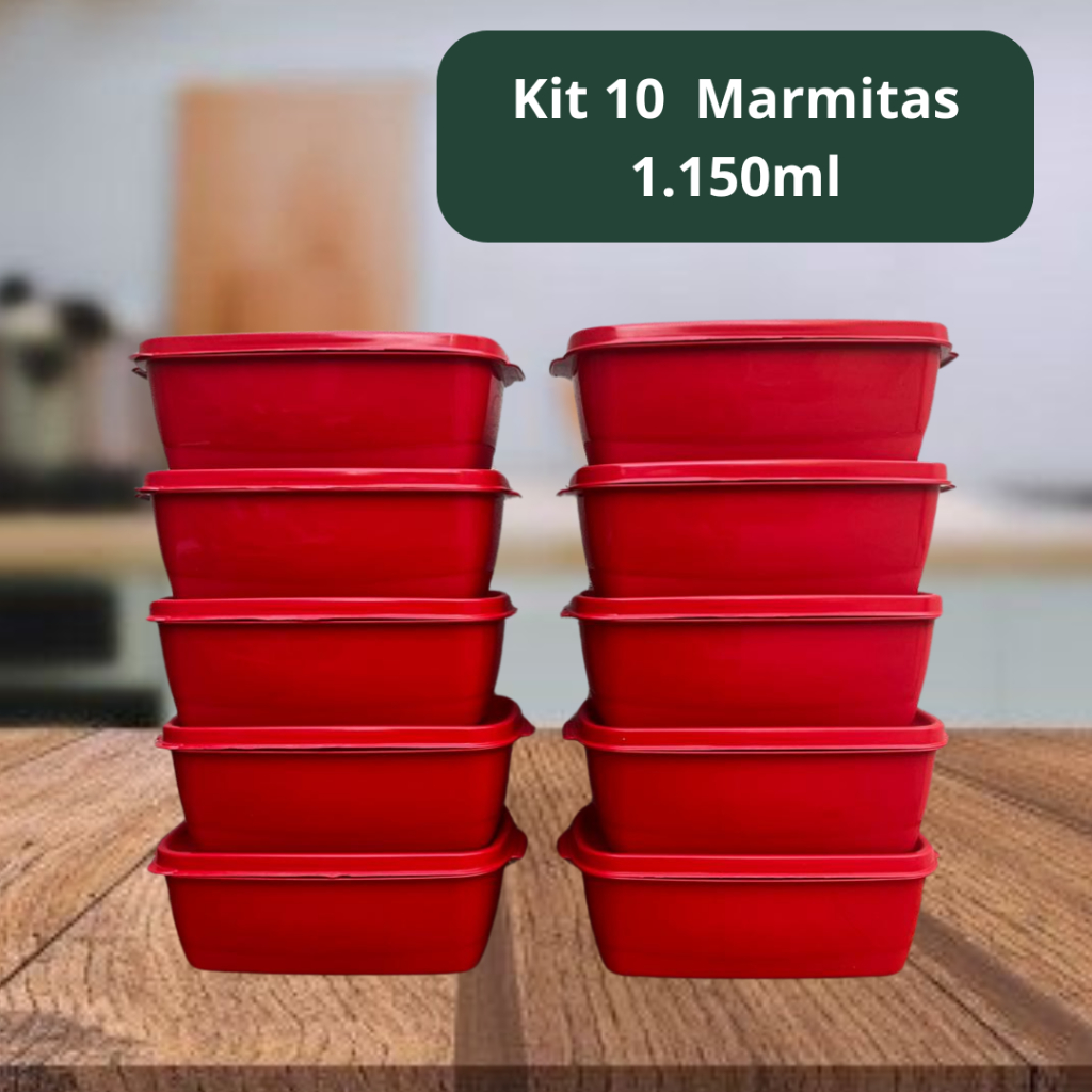 Kit 10 Potes 1.150 Litros Vasilhas De Alimentos Mantimentos Marmita