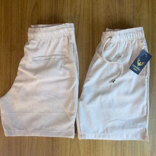 Short Linho bolso embutido masculino verão calção de praia barato bermuda linho bege preto azul preto