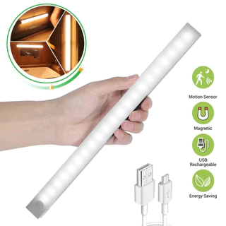 Luminaria Luz LED Sensor de Presença 50cm e 30cm Recarregável Inteligente Sem Fio Guarda Roupa USB