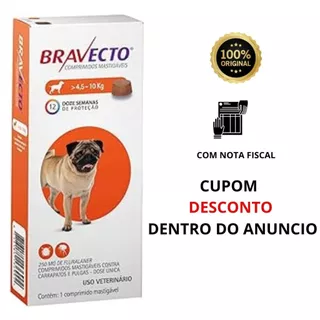 Antipulgas Bravecto 4,5 à 10 kg 1 Comprimido original