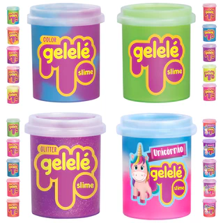 Kit 4 Gelelé Slime Colorida Tradicional Unicórnio Glitter Pote 152g Original - Marca Doce Brinquedo