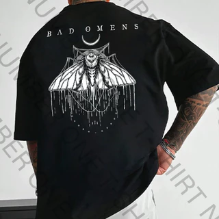Camiseta Basica Algodao Bad Omens Moth Mens Black Metalcore Rock n Roll Unissex