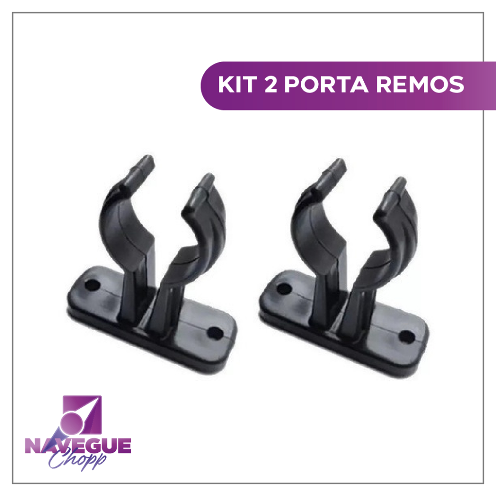 Suporte em Plástico ABS Preto para 2 Remos - Kit para Instalação em Barcos