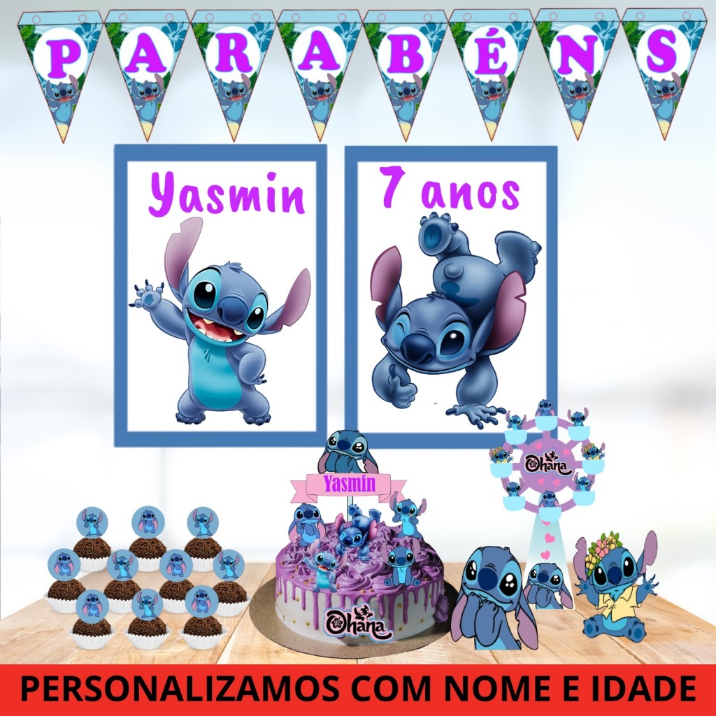 Kit Festa Só um Bolinho Decoração - Stitch