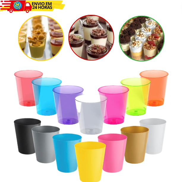 Copo Acrílico Mini 25 ml - 10 unidades Copinho Brigadeiro Doces Dose ...