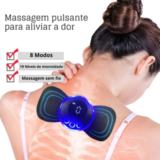 Mini Massageador Relaxante 15x6x1.5cm Muscular Portátil Elétrico Recarregável 8 Funções Pescoço Coluna Pernas Massagem Corporal Autocolante