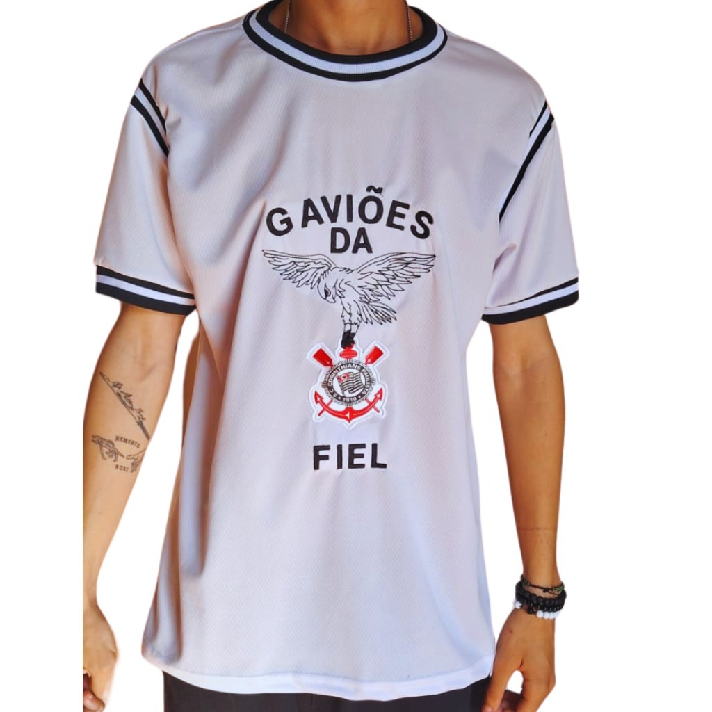 Camisa Da GAVIÕES Branca - Torcida Corinthians PREÇO IMPERDIVEL Pronta ...