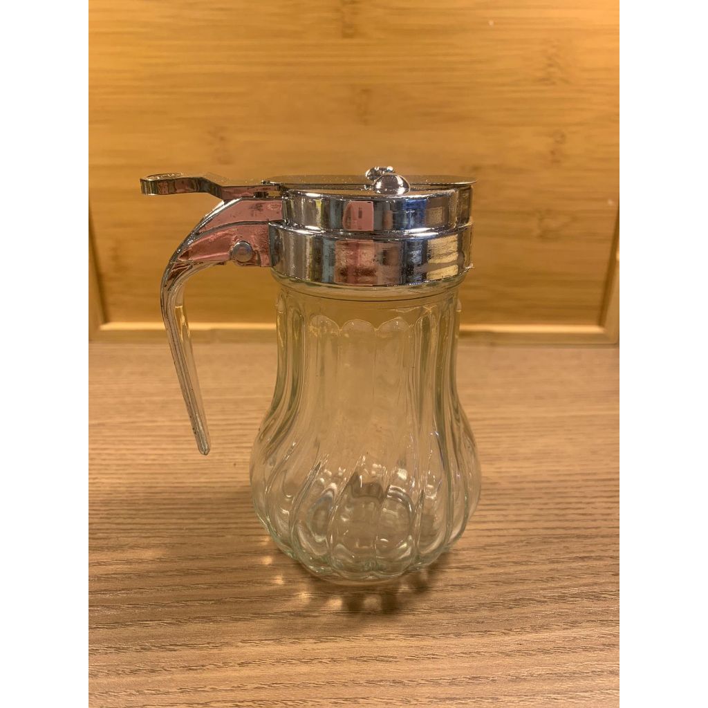 Meleira de Vidro com tampa flexivel mel ou açúcar Porta mel Tampa de plastico cromada Meleiro dosador