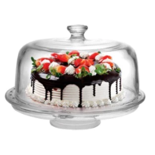 Boleira De Vidro 5 Em 1 petisqueira, saladeira, molheira e fruteira Com Suporte E Tampa Em Vidro - Hauskfraft premium luxo