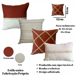 Kit 3 Capas De Almofadas + 1 Almofada Retangular Cheia Estilo Boho Rustico Elegante