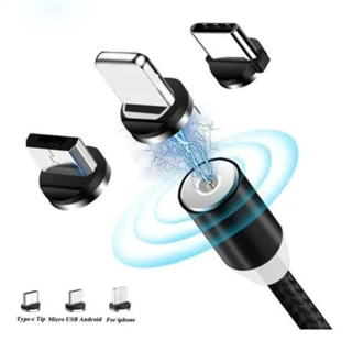 Cabo Carregador Magnético 3 em 1 led V8 ,Tipo C, iPhone Micro Usb Universal