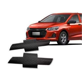 Par Gravata Emblema Carbono Fosco Chevrolet Onix Plus Sedan