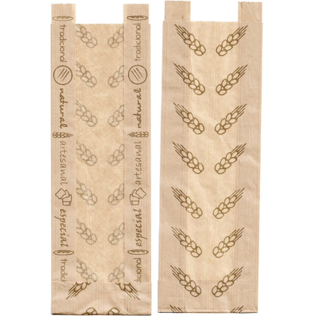 100 Sacos Kraft Com Visor Microperfurado 15x42 Pão Caseiro