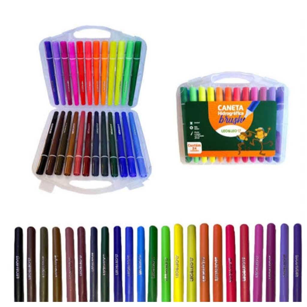 Maleta de Canetinhas Colorida Leo&Leo 24 Unidades | Shopee Brasil