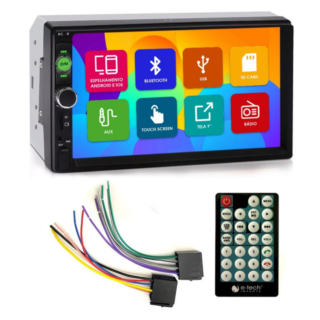 Central Multimidia automotiva Mp5 2 Din Usb Bluetooth com Espelhamento ...