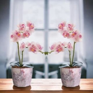 Kit 2 Vasos para Plantas Cachepot Decorativo em Polietileno Injetado efeito Marmorizado