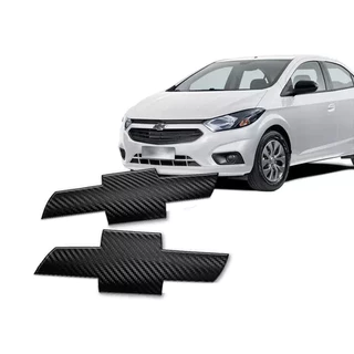 Par De Gravata Emblema Carbono Fosco Chevrolet Prisma 2019/2020