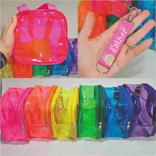 Bolsa de Plástico Cristal 17x17 com chaveiro personalizado em Oferta na Shopee