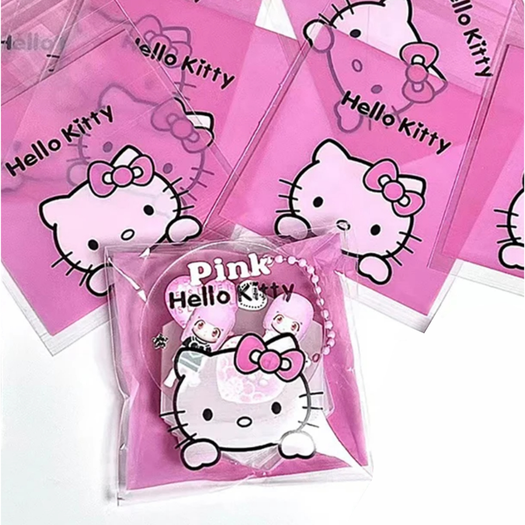 50 Uni Saco / Saquinho Plástico da Hello Kitty Transparente Adesivado ...