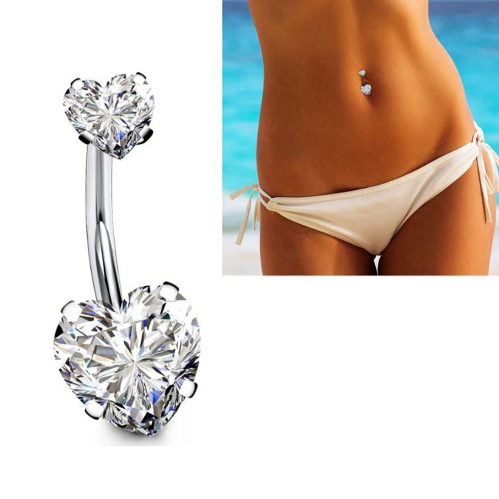 Piercing de Umbigo Coração Zircônia Aço Cirúrgico Hipoalérgico *Linha Premium*