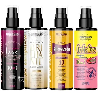Kit 4 Spray Capilar Protetor Térmico Meu Liso, Siliconizado, Babaliss e Banho Brilhante 200ml