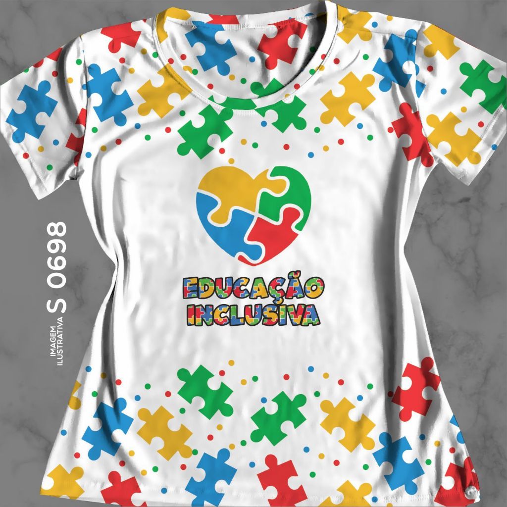 Camiseta Autista Básica Mamãe de Autista Básica Educação Inclusiva Conhecer Compreender Respeitar Enquanto Existir Amor