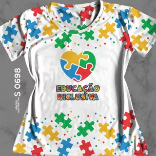 Camiseta Autista Básica Mamãe de Autista Básica Educação Inclusiva Conhecer Compreender Respeitar Enquanto Existir Amor