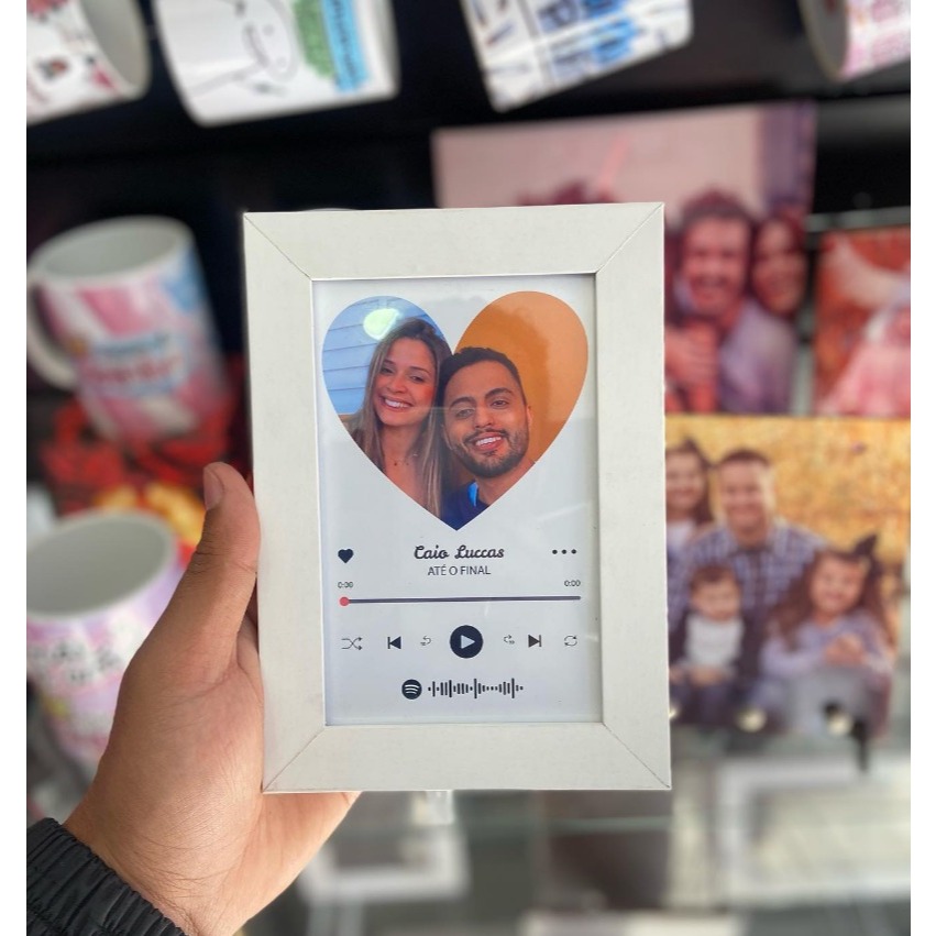 Porta Retrato com foto Qr Code Spotify Personalizado com Foto