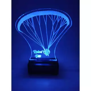Luminária de mesa Voo do paraquedista Parapente + Nome Personalizado 16 cores